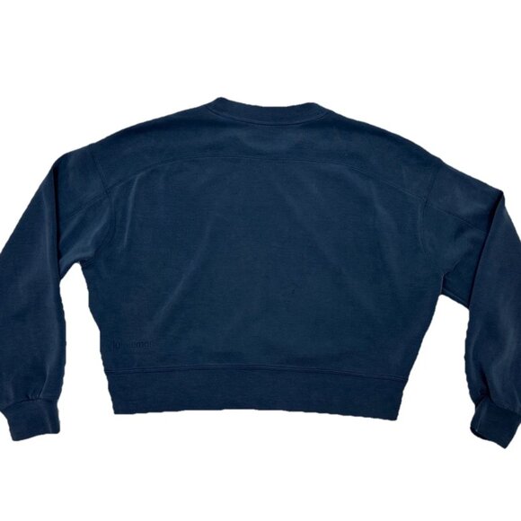 Lululemon Perfectly Oversized Cropped Crew *French Terry Blue - 4 - Picture 6 of 8